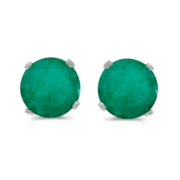 1.50 ct. 7MM x 5MM OVAL EMERALD STUD EARRINGS IN STERLING SILVER app 1.50 ct. 7MM x 5MM OVAL EMERALD STUD EARRINGS IN STERLING SILVER app